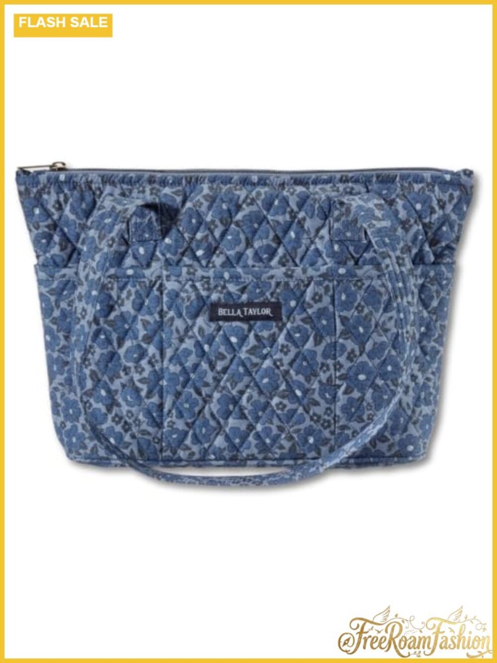 Quilted Small Tote Shoulder Bag 10 Pocket Lightweight Everyday Purse